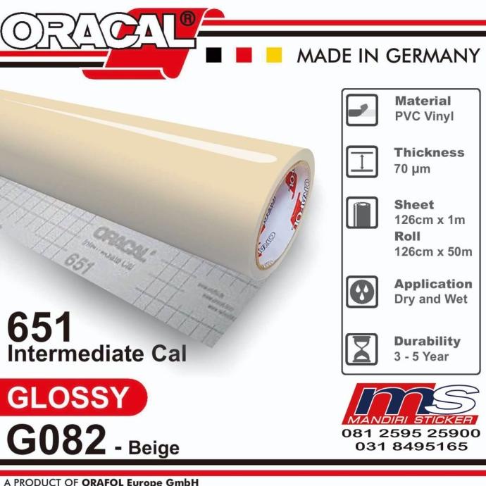 monggo] Sticker ORACAL 651 - G082 Beige Gloss Cutting Stiker [METERAN]