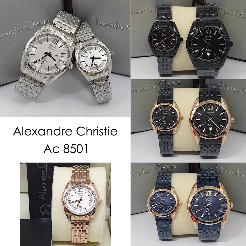 Alexandre Christie Ac 8501 / AC8501 Silver White Jam Tangan Couple (Bisa Beli Satuan)  Original