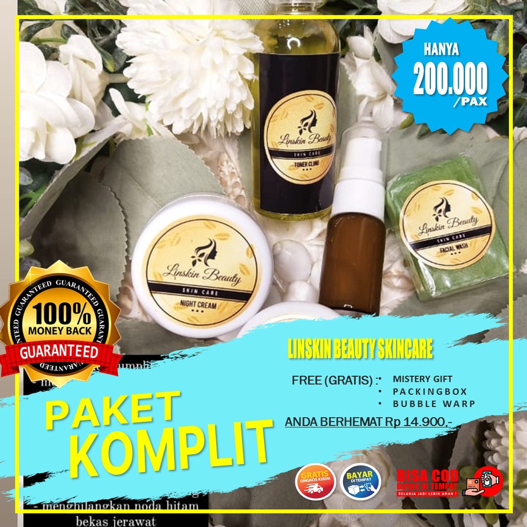 Linskin beauty skincare Paket Komplit Perawatan Cream Pemutih Wajah Glowing