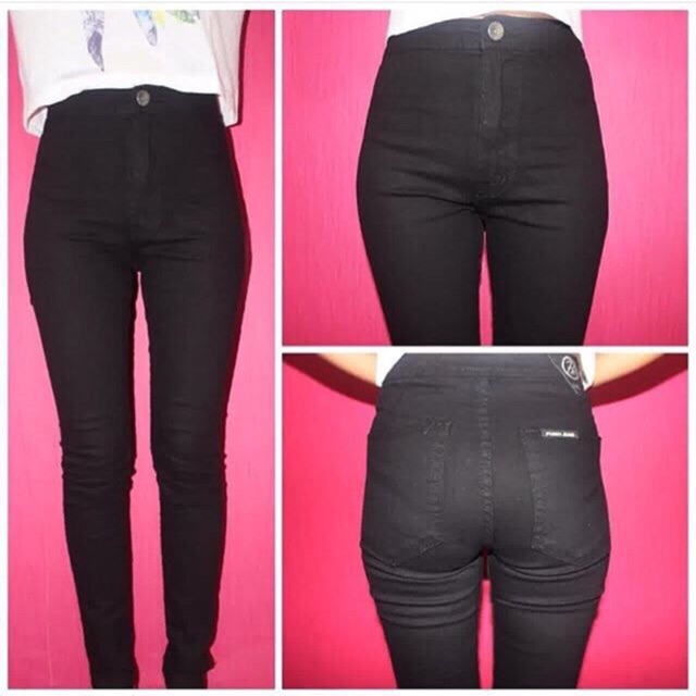 Celana Hw / Highwaist soft jeans ( black, navy, ice blue)