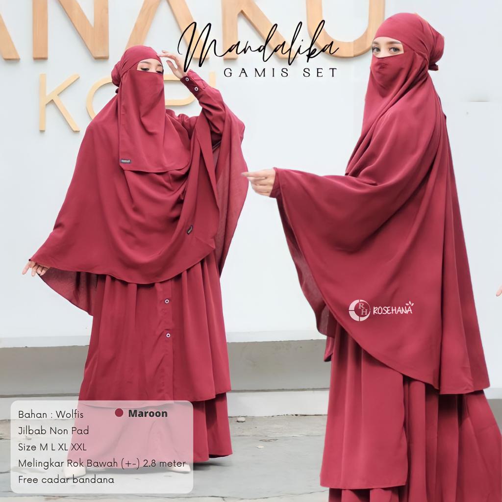 Gamis syari set Cadar - gamis cadar Original Rosehana Hijab Seri Mandalika syari