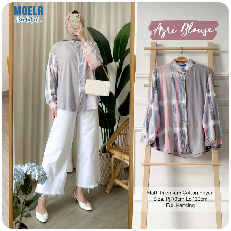 AZRI blouse atasan kemeja rayon premium original MOELA