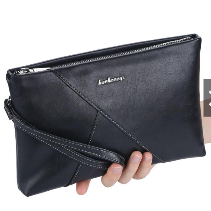 BAELLERRY S1126 Clutch Pria Wanita Bahan Kulit PU Leather Premium Hitam