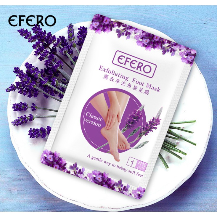 EFERO EXFOLIATING FOOT MASK masker kaki Bunga Lavender Angkat Kulit Mati (1 Pasang)