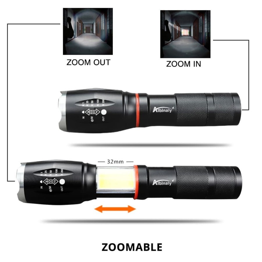 (COD) Senter LED Cree XM-L T6 8000 Lumens Charger Box E17 COB - Senter COB