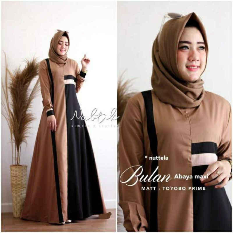 Bulan abaya maxi pakaian wanita dress fashion muslim