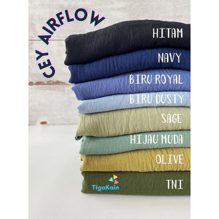 Kain | 1 Meter Kain Cey Airflow Crinkle Bahan Cey Crinkle Stretch Premium