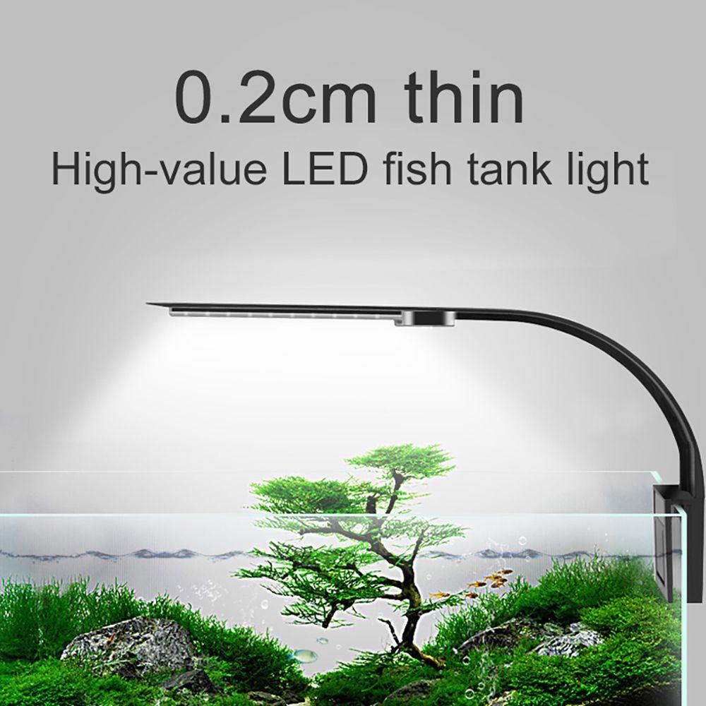 [Elegan] Lampu Tangki Ikan EU/US Plug LED Lighting Super Slim Tahan Air Lampu Clip-on Lampu Aquarium