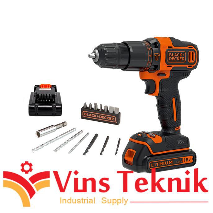 -READY- CORDLESS HAMMER DRILL BLACK DECKER BDCHD18K