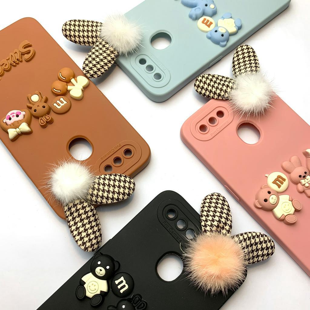 Softcase dengan boneka Timbul 3D untuk Oppo A5s - A12 - A7 - A11K ( Sama ) - Sweetacase.id - Casing Lucu - Kesing Cewek - Casing Lembut - Aksesoris Boneka Timbul - Case Bening - Lucu - Gemoy Transparan