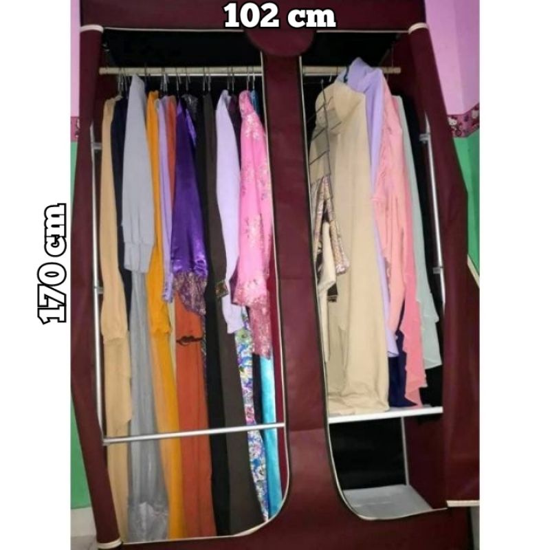 Lemari Gantung 2 Sisi Gamis Baju Dress Portable Hanger Gantungan Pakaian Jas Kemeja