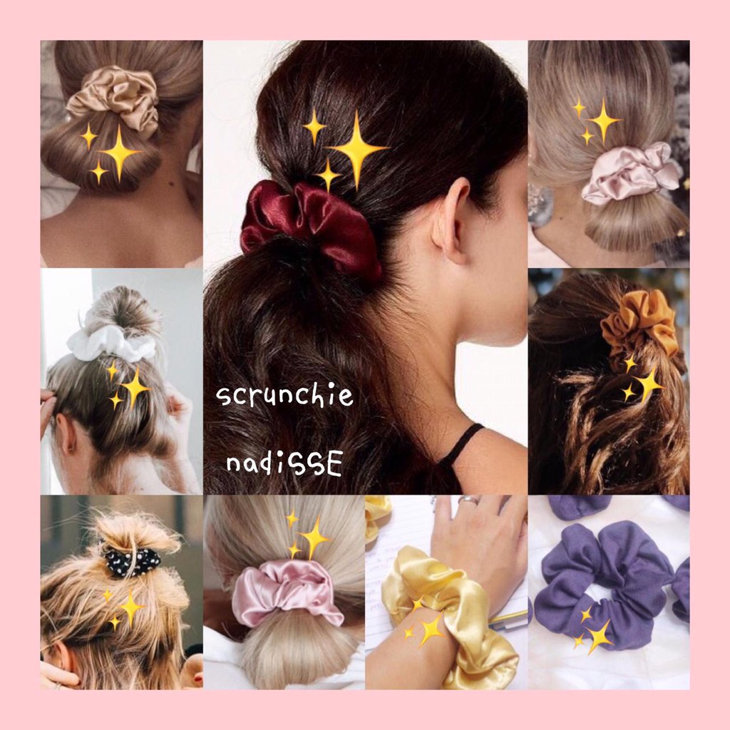 SCRUNCHIE SSATIN IKAT RAMBUT AKSESORIS RAMBUT KARET RAMBUT CEPOL HIJAB SCRUNCHIE HIJAB RAMBUT