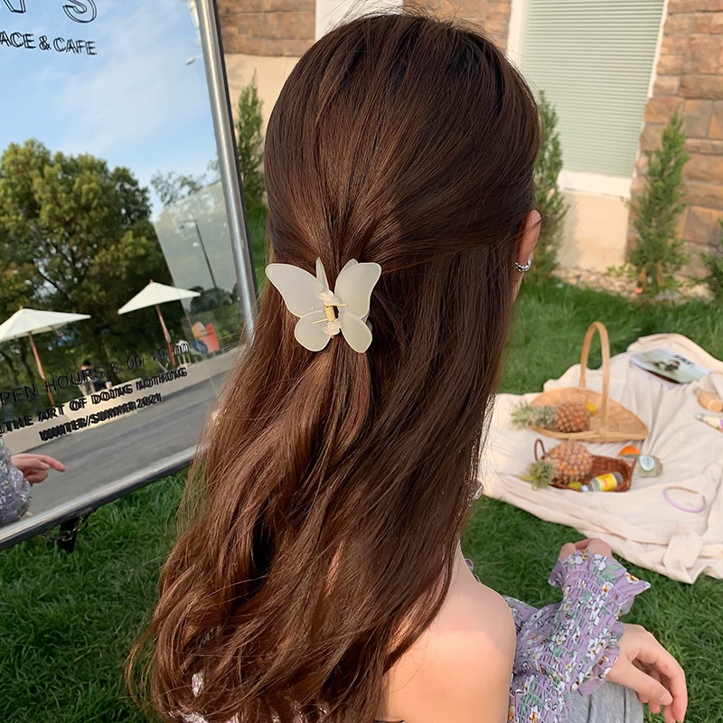 FAIRY BUTTERFLY FROSTED ACRYLIC KOREAN HAIR CLAW JAW CLIPS MINI SMALL JEPIT JEPITAN BADAI JEDAI KLIP RAMBUT KUPU-KUPU KUPU KUPU KECIL KOREA WANITA WOMEN THICK HAIR ACCESSORIES CLUTCHER CLIP ACRYLIC SOLID COLOR MEDIUM FROSTED HARICLIP
