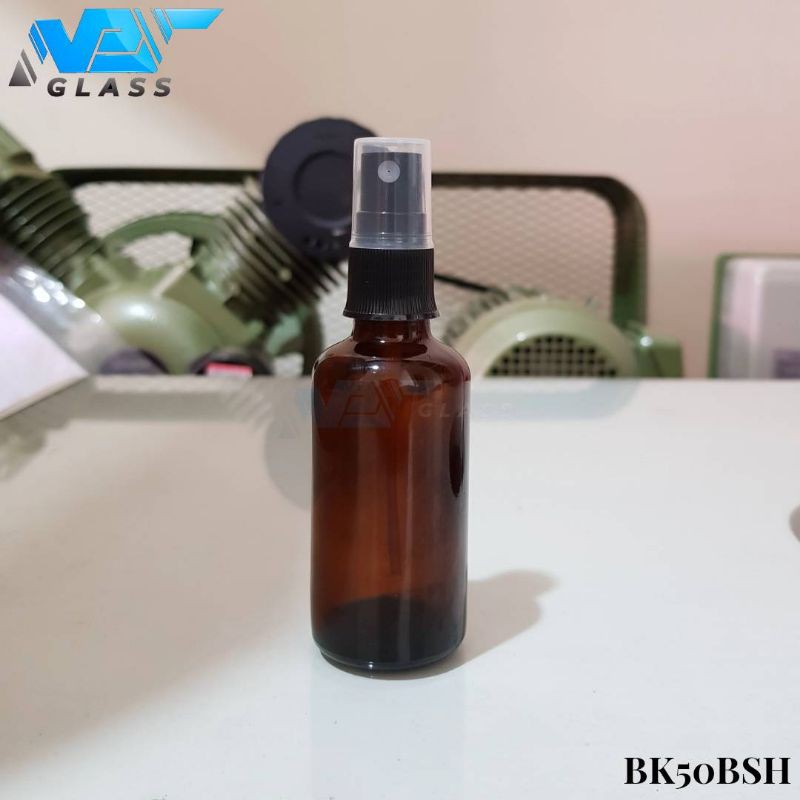 botol spray 50ml kaca coklat / amber / botol kaca 50ml tutup spray