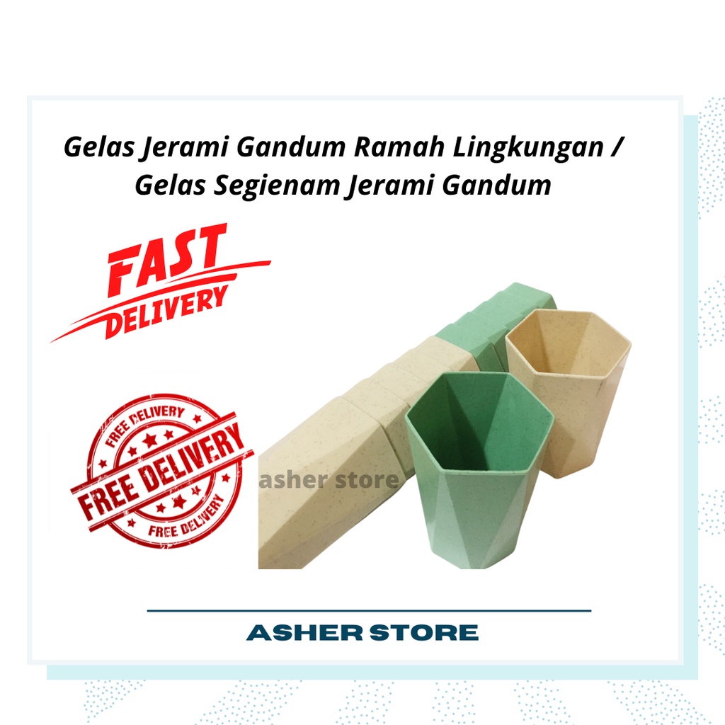 Gelas Jerami Gandum Ramah Lingkungan / Gelas Segienam Jerami Gandum