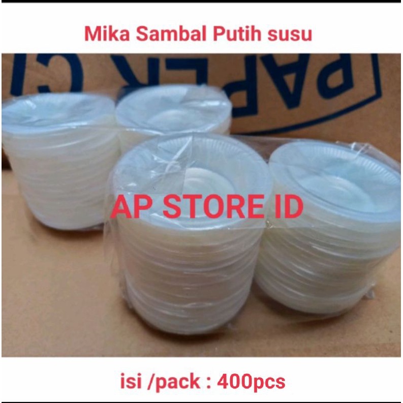 isi 400pcs Mika Tray sambal Putih susu / Mika Saos