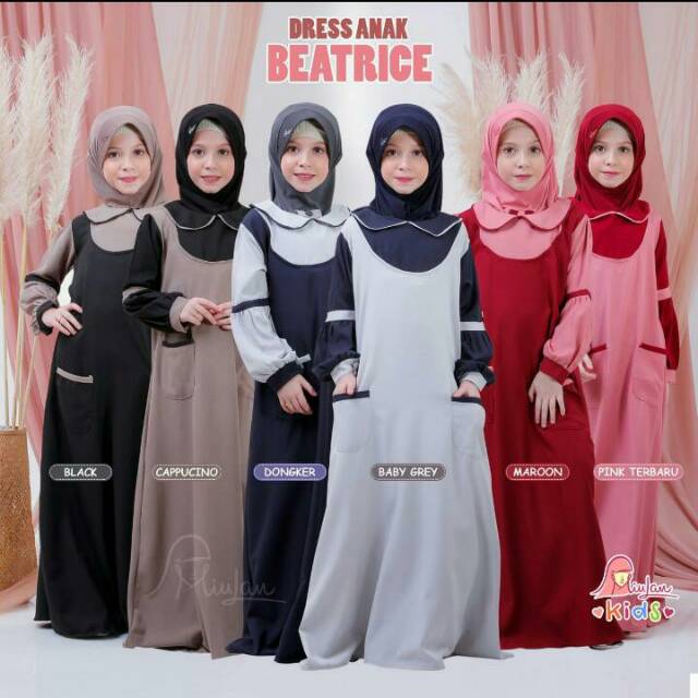 Dress Muslim MiuLan Kids BEATRICE Dress | Baju Pakaian Busana Fashion Muslim Anak Perempuan Cewek Ga