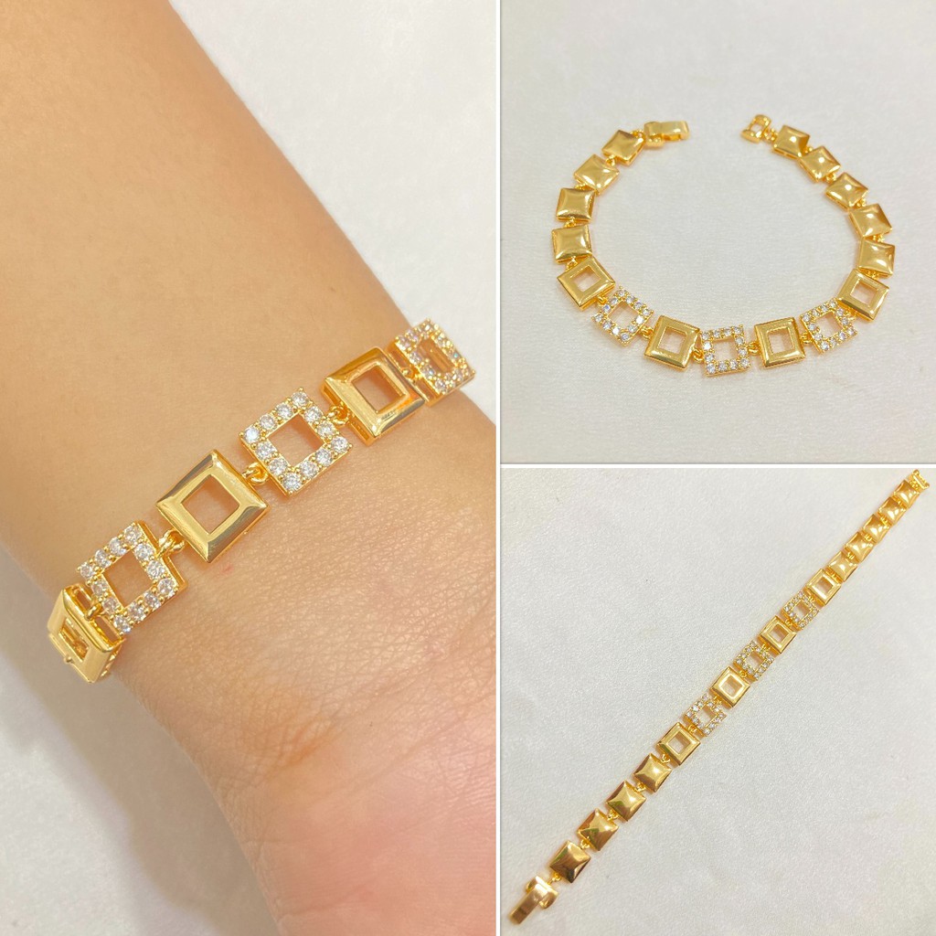 Gelang Tangan Wanita Rantai Love Perhiasan Lapis Emas Korean Style