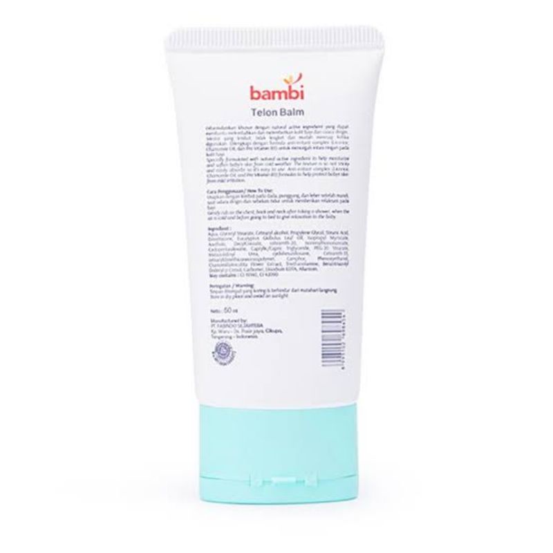 Bambi Baby Telon Balm 50ml - Bambi Telon Krim Bayi - Minyak Telon Cream - Telon Bayi