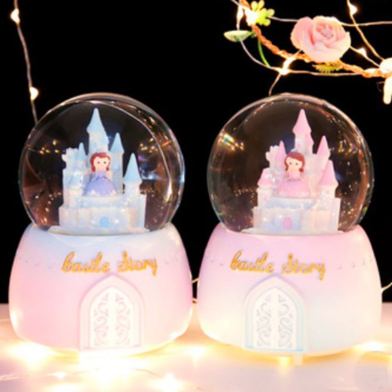 Kotak Musik Snowball / Musik Box pajangan lampu musik / Bola Salju / Bola Crystal Princess  / Bola K