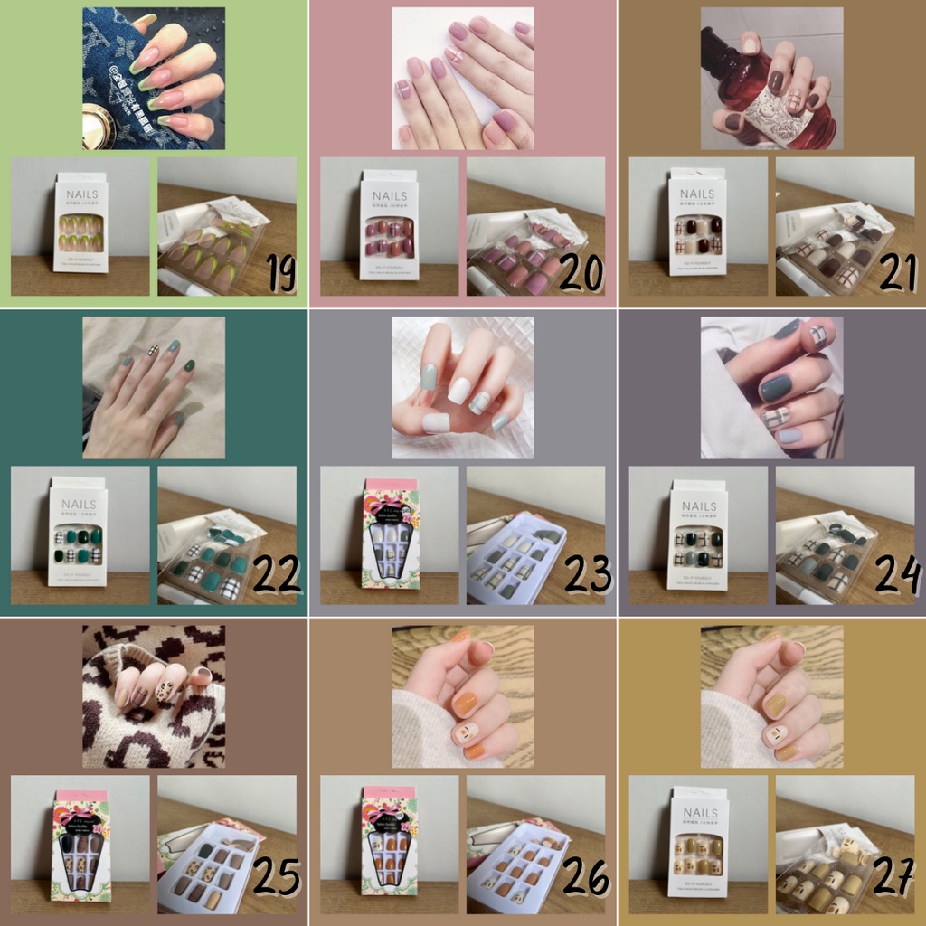 Fake Nails / 24pcs Kuku Palsu / Kuku Palsu Murah / Lem Kuku / Perawatan Kuku / Kuku Palsu Marble / Kuku Palsu Matte