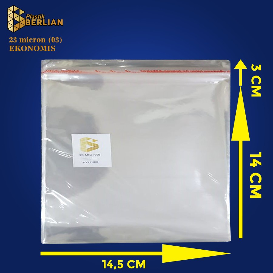 

14,5 x 14 cm Plastik OPP EKONOMIS 23micron (100 lbr) (lem/seal)