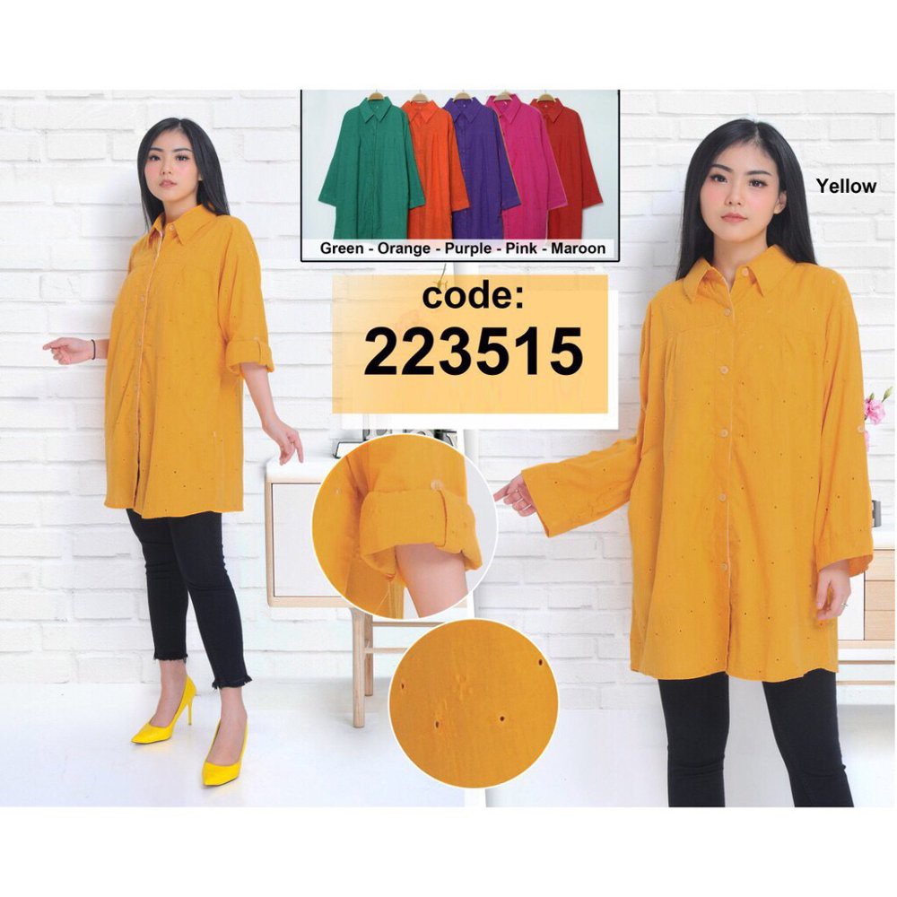 Baju kemeja wanita jumbo bigsize blouse kemeja garis putih hitam wanita jumbo kemeja kantor perempu