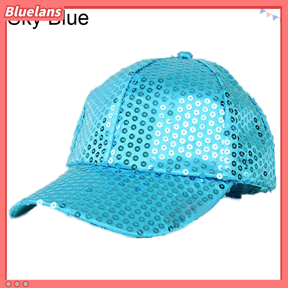 Bluelans Topi Baseball Snapback Aksen Payet Glitter Dapat Disesuaikan Untuk Pria Dan Wanita