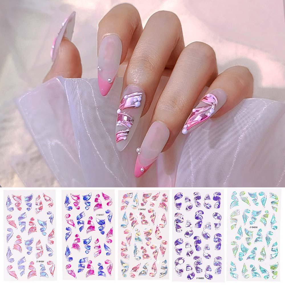 AUGUSTINA Agustina 5D Timbul Stiker Kuku Elegan Tiga Dimensi Fashion DIY Nail Art Dekorasi