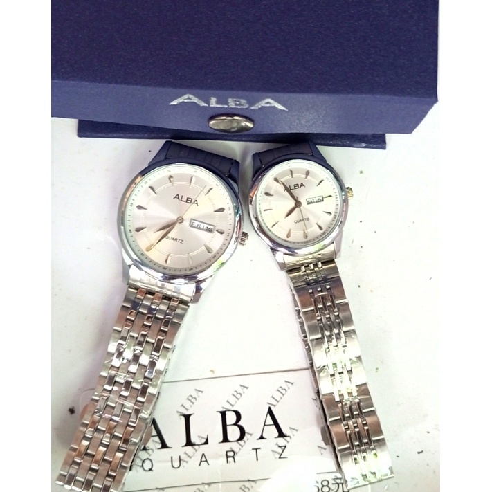 TERKEREN!!! Jam Tangan  ALBA CLASIC Couple || Tanggal dan hari aktif || watter resistant