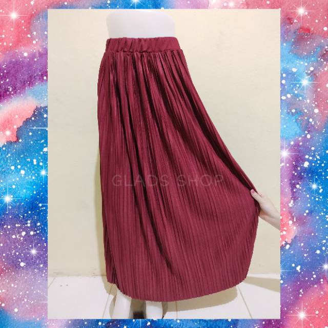 Rok Plisket Premium Import • Fashion Wanita • Maxi Rok Panjang Pleated Skirts