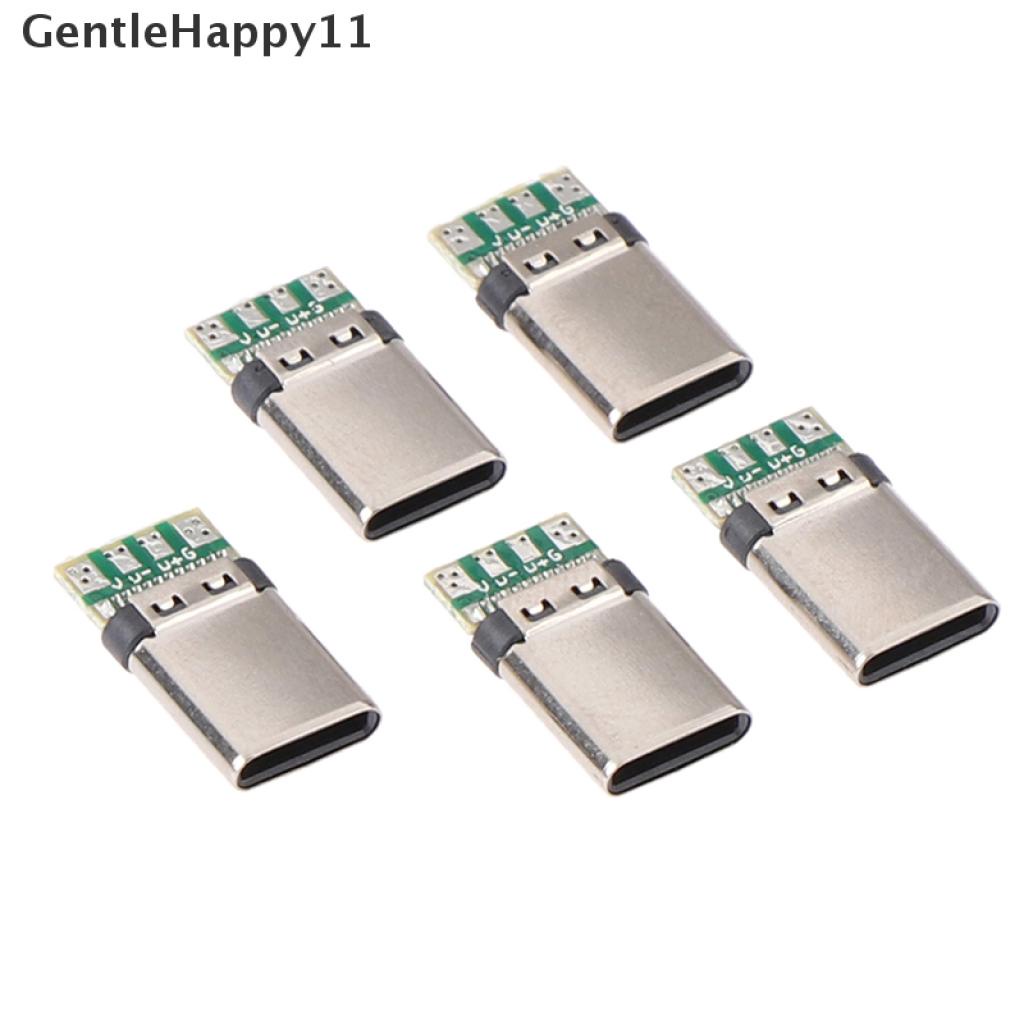 Gentlehappy 5Pcs Soket Konektor Plug Solder USB 3.1 Tipe C Male DIY Untuk PC Board