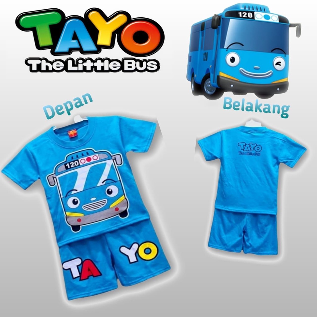 setelan baju anak pendek tayo terbaru pakaian pendek anak tayo terlaris bisa untuk cowok/cewek