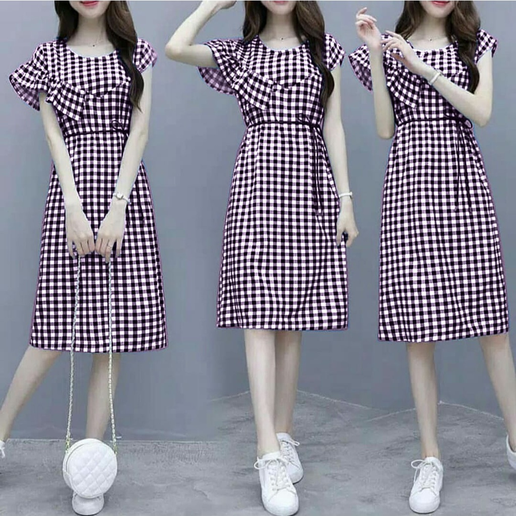 [VLFK] Dress Aulia / Dress Kotak Elegant / Dress One sholder Hand Cute / Dress Kotak Korea / Dress Cute Square Wanita Terbaru / Dress Wanita Terbaru Wanita