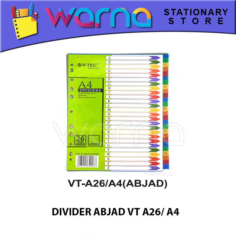 

PEMBATAS ODNER BINDER DIVIDER ABJAD VT A26 A4