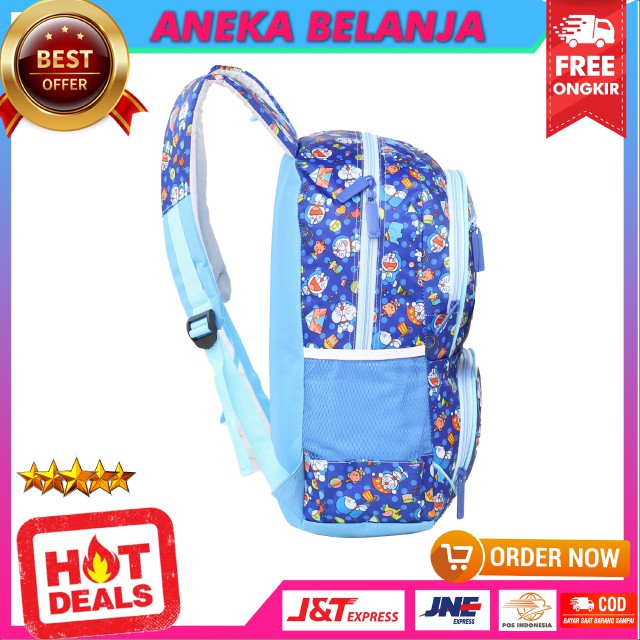 Ransel Anak Perempuan Rebound Motif Doraemon Warna Biru IMut Lucu Cocok Untuk Sekolah Free Raincover