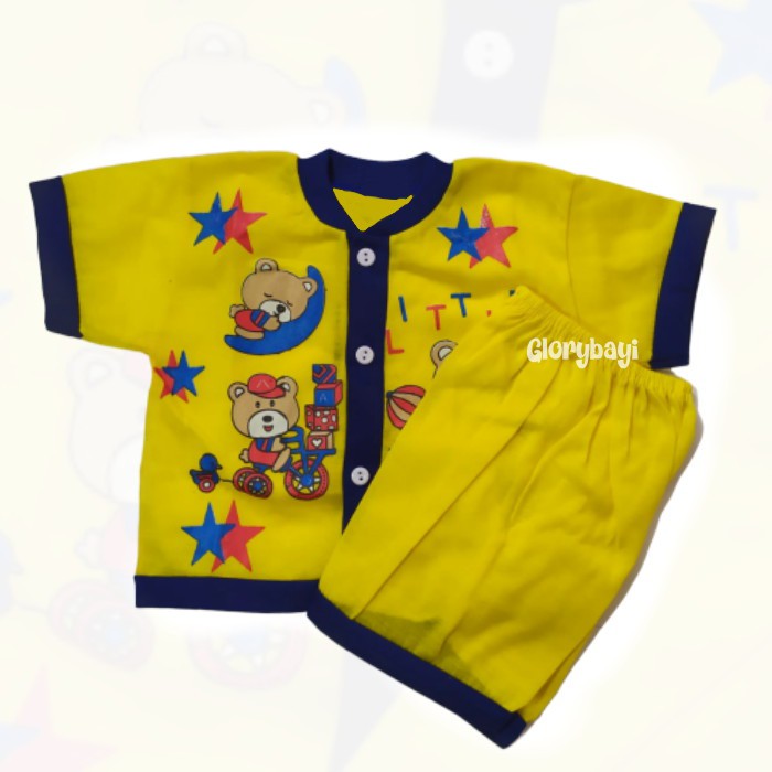 Setelan Baju Bayi Pendek Kancing