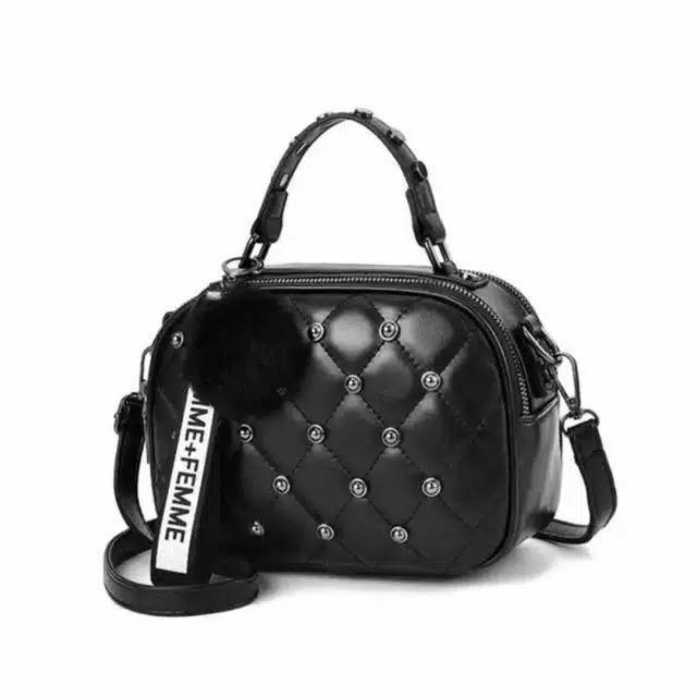SHABRINA_FASHION!! TAS SELEMPANG AURORA WARNA HITAM TANPA POMPOM {1 KILO MUAT 6 PCS }