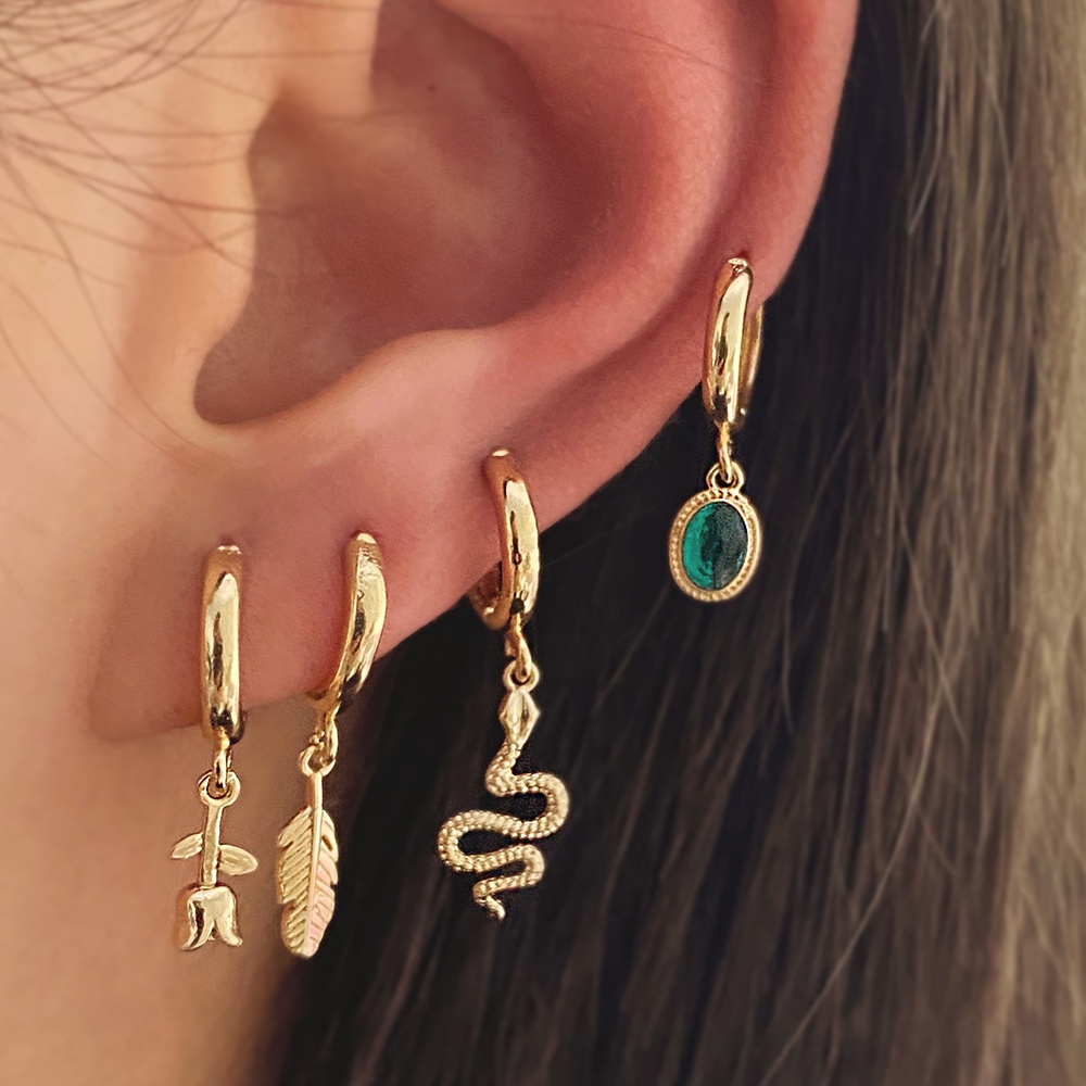 Anting Klip Tanpa Tindik Desain Ular Gaya Bohemian Untuk Wanita