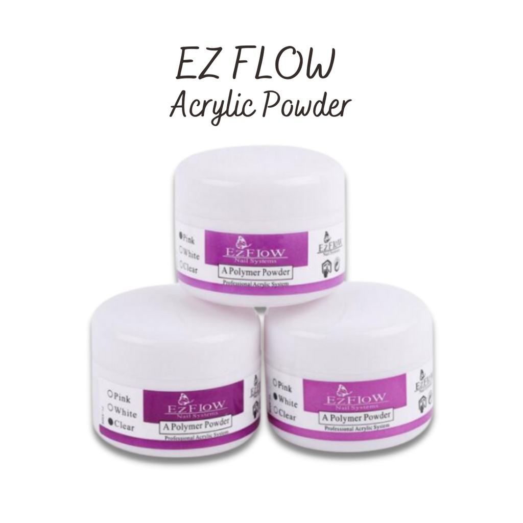 EZ Flow Acrylic Powder / Bubuk Akrilik Nail Extension Builder (BOTOL PUTIH)