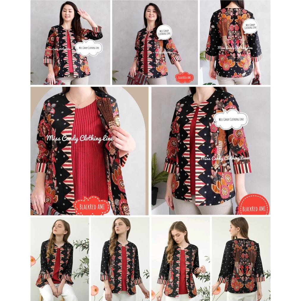 242 Atasan Batik / Blouse Batik Modern / Atasan Batik Wanita Modern Lengan 3/4 - Angela Batik