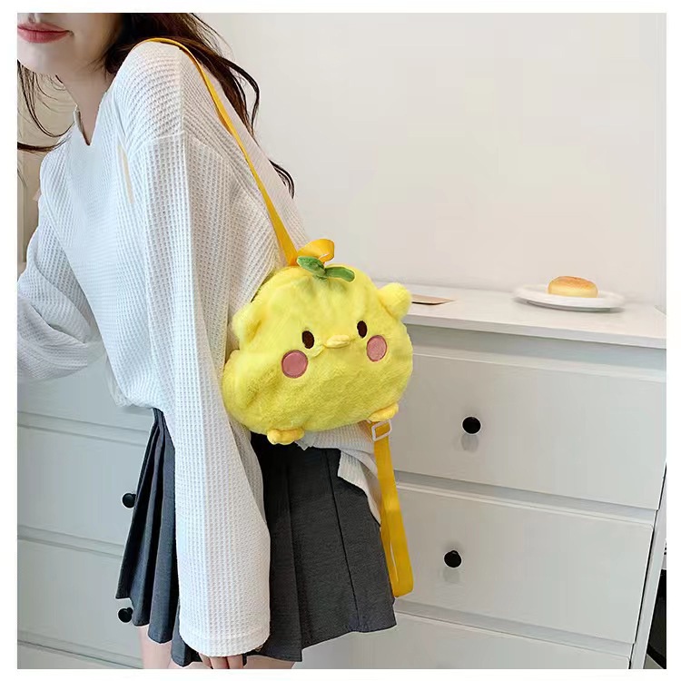 (COD)Tas Ransel Wanita Fashion Motif Kartun Karakter Hewan Warna kuning Anak &amp; Dewasa