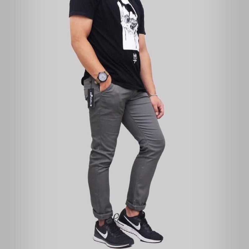 Celana panjang Reguler Chino/Chinos pria/Cowok standar 5warna hitam/Abu/Moca/Crem bisa COD