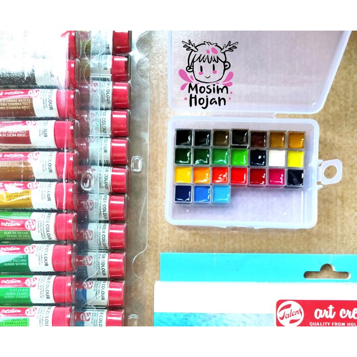 

Talens watercolor tube share mini pan 24 warna