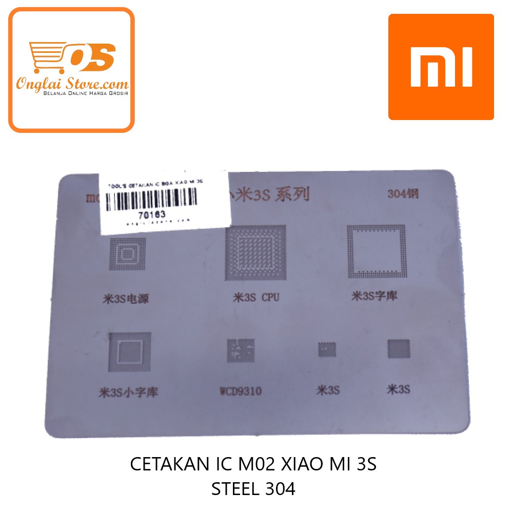 CETAKAN IC BGA M02 XIAO MI 3S STEEL 304