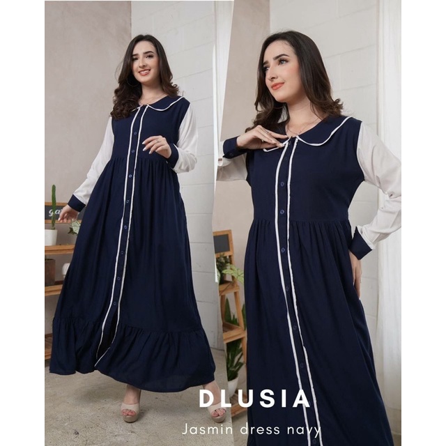 Daster Arab Dlusia JASMINE Maxi Dress Gamis Rayon Full Kancing