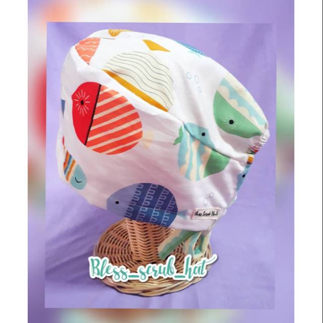 Topi bedah motif/ Scrub hat/ Topi katun/ surgeon cap