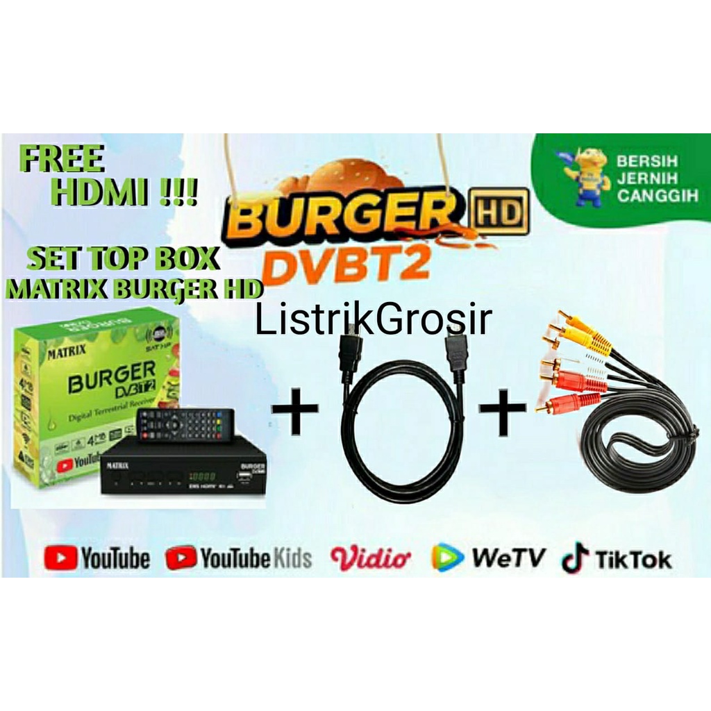 Matrix Burger + HDMI + DONGLE Set Top Box Matrix Hijau HD STB Digital