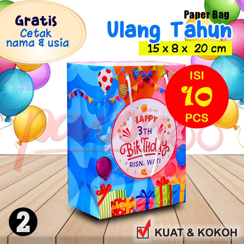 

Paper Bag Happy Birthday - Tas Kertas Ulang Tahun - No.2 - (10 Pcs)