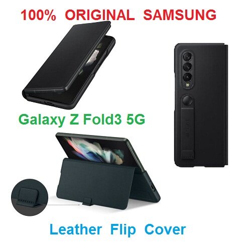 SAMSUNG Leather Flip Cover Galaxy Z Fold3 5G Case Kulit Depan Belakang Z Fold 3 Asli 100%